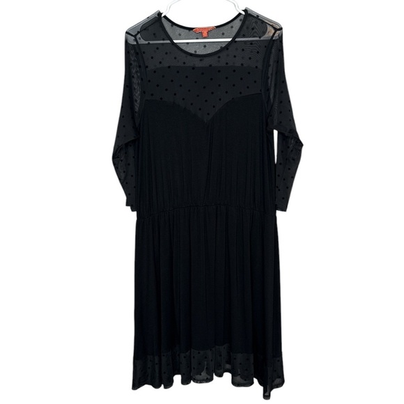 Modcloth Dresses & Skirts - MODCLOTH Women's Black Sheer Polkadot Stretch Midi Dress 1X